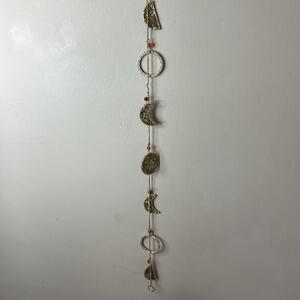 Crescent Moon Metal Decorative Wall Hanger Multi Silver Gold
